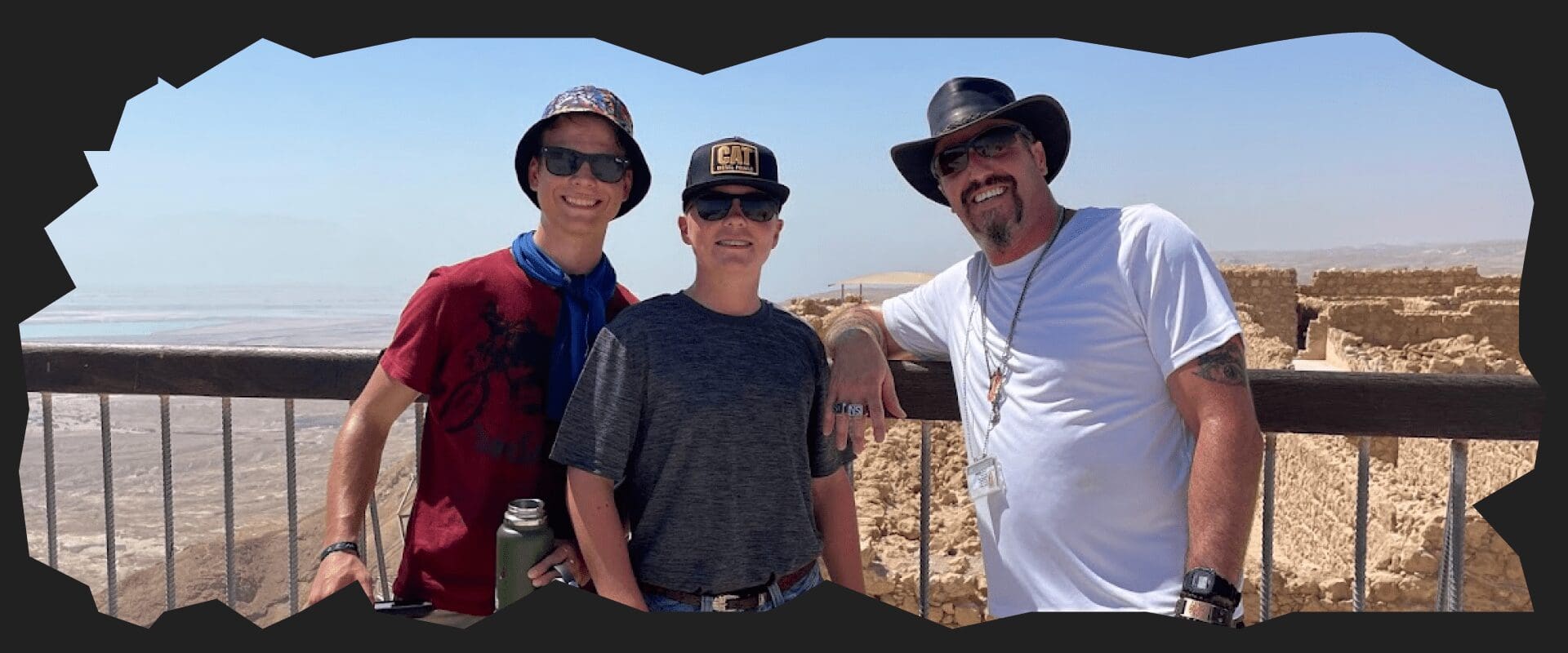 Shay Figenbaum with students from a USA Christian school, enjoying the historical site of Masada in Israel.