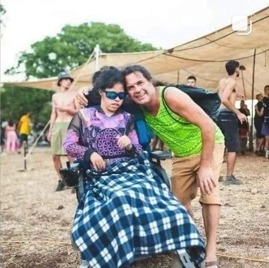 A photo commemorating Eric Peretz and his daughter Ruth, who tragically were murdered by Hamas during it's killing spree at the music festival.